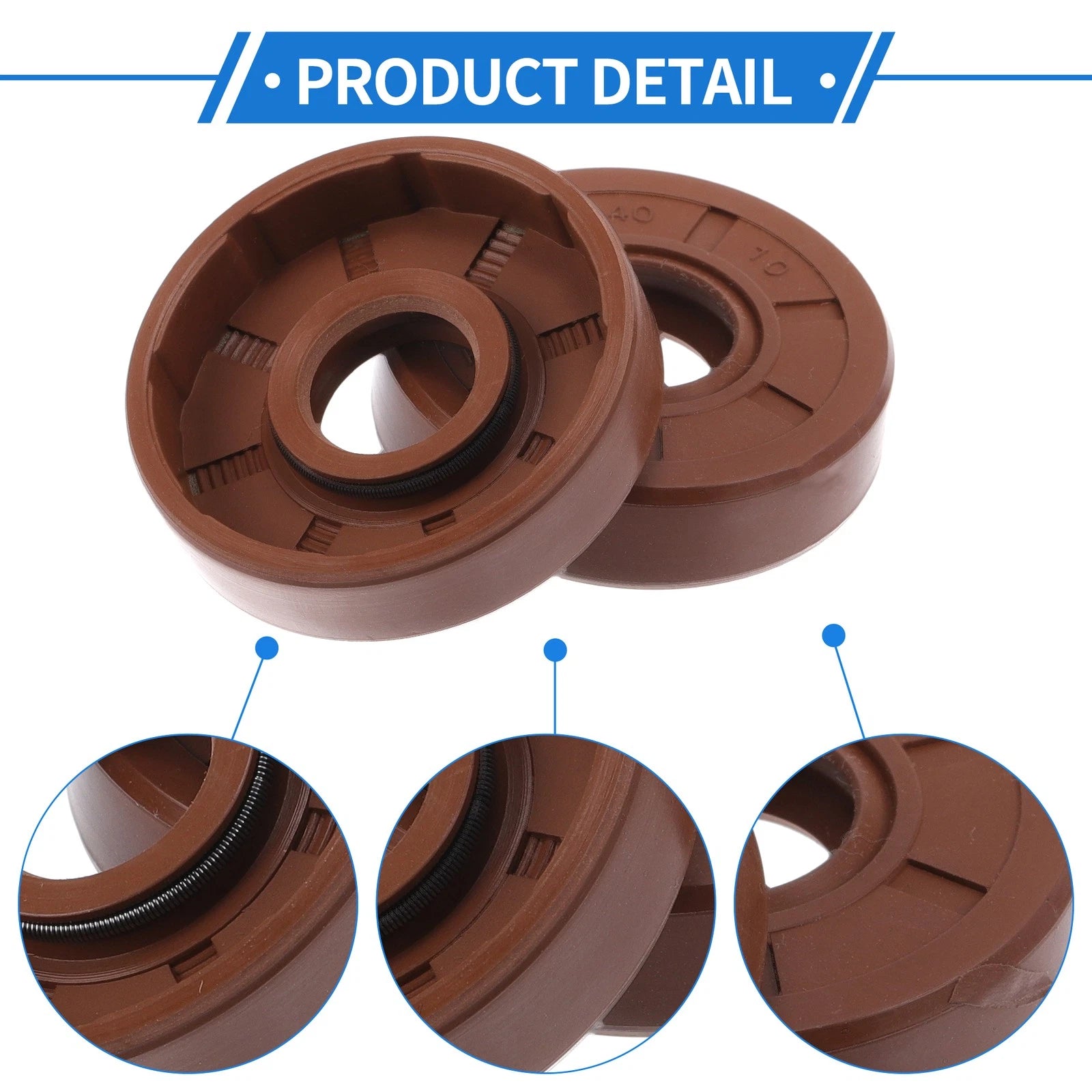 Set of 2 Oil Seal Rotary Shaft Seal FKM Rubber 15x40x10mm