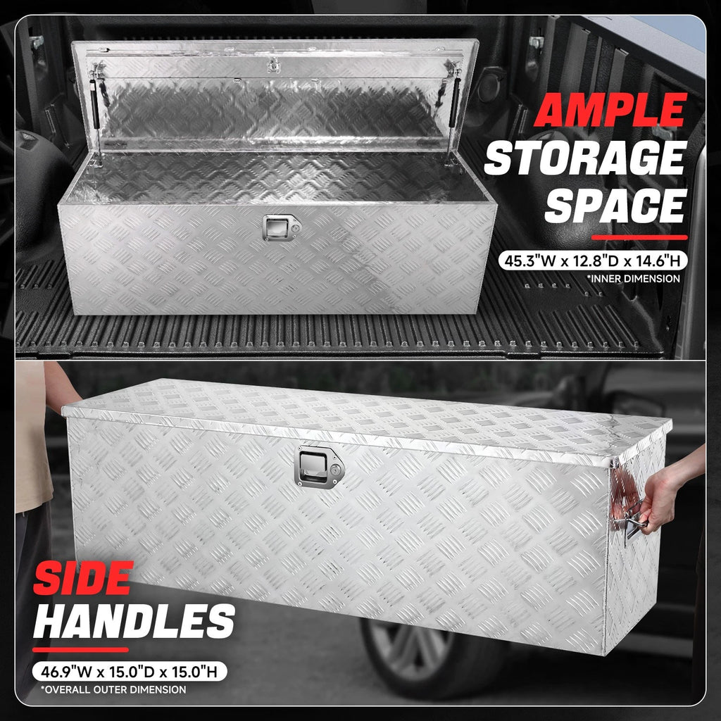 Hydraulic Lift Tool Box 47"L X 15"D X 15"H Aluminum Diamond Tread