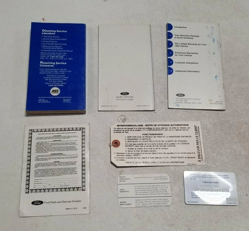 Owners Manual Cover with Inserts and Case for Aerostar (1992)