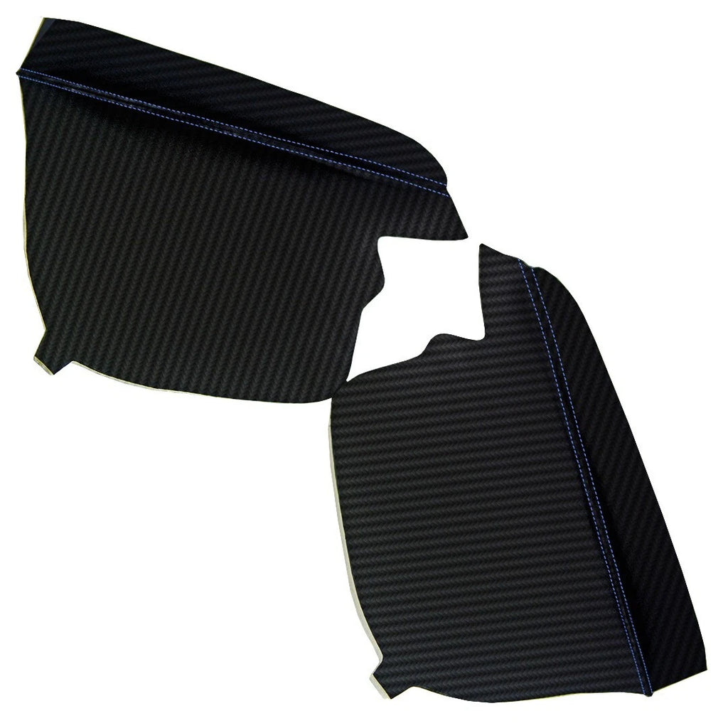 2X Door Armrest PVC Carbon Fiber for Honda Odyssey (2011–2017) Blue Stitch