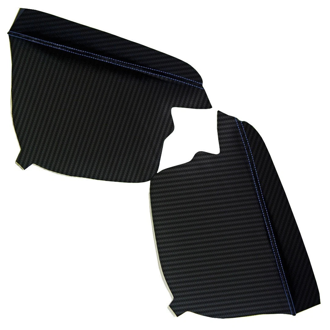 2X Door Armrest PVC Carbon Fiber for Honda Odyssey (2011–2017) Blue Stitch