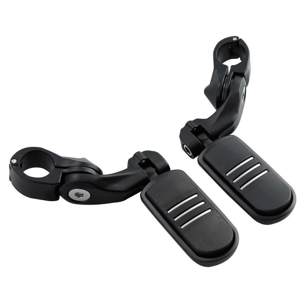 1-1/4" Short Angled Engine Guard Bar Footpegs & Mount Clamps for Harley