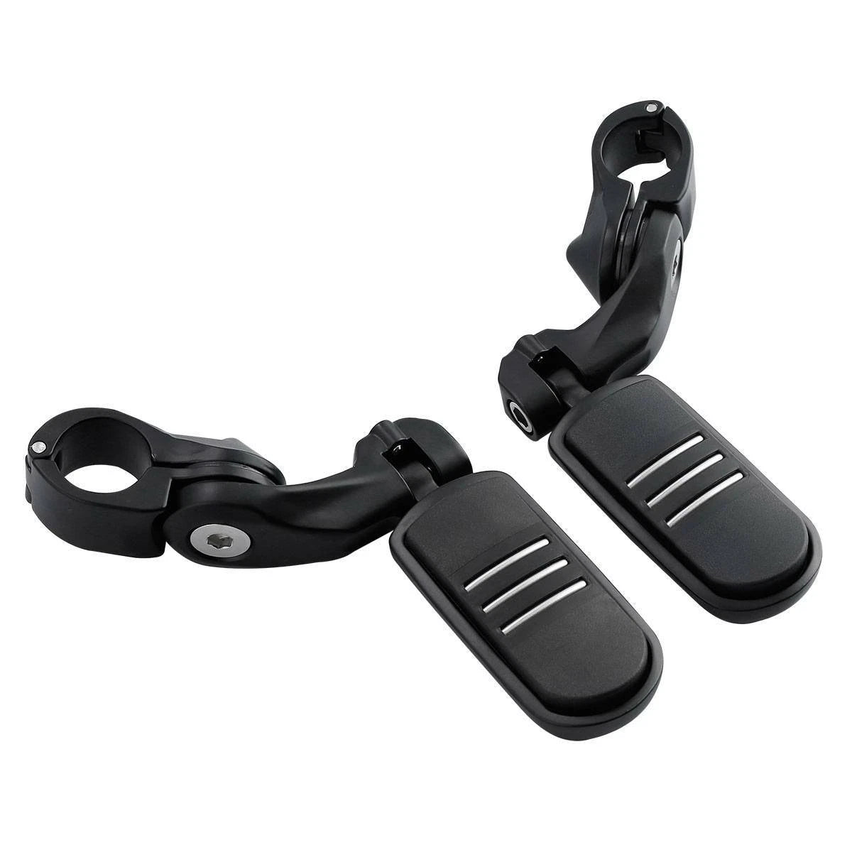 1-1/4" Short Angled Engine Guard Bar Footpegs & Mount Clamps for Harley