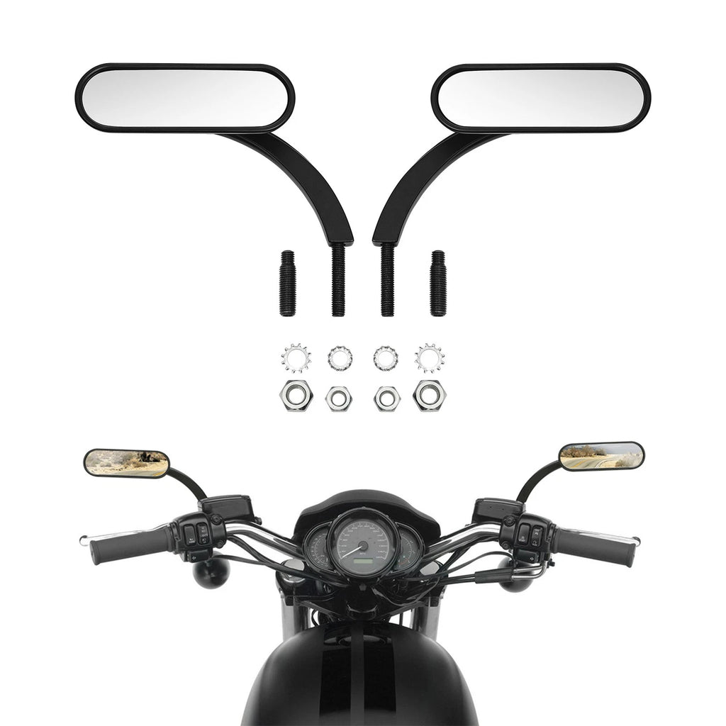 Black Mini Oval Rear View Mirrors for Harley Sportster Dyna (2004–2023)