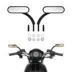 Black Mini Oval Rear View Mirrors for Harley Sportster Dyna (2004–2023)