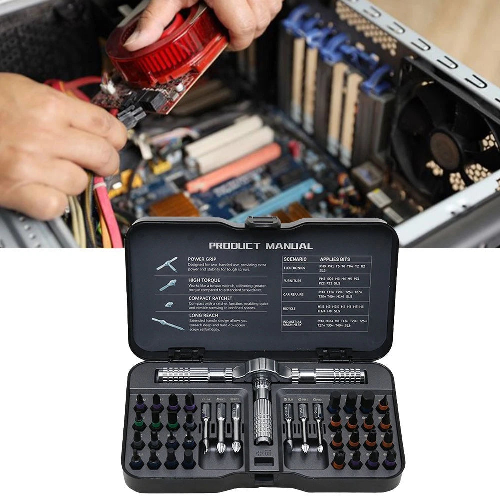 40-in-1 Magnetic Screwdriver Set for Automotive Repair Tasks