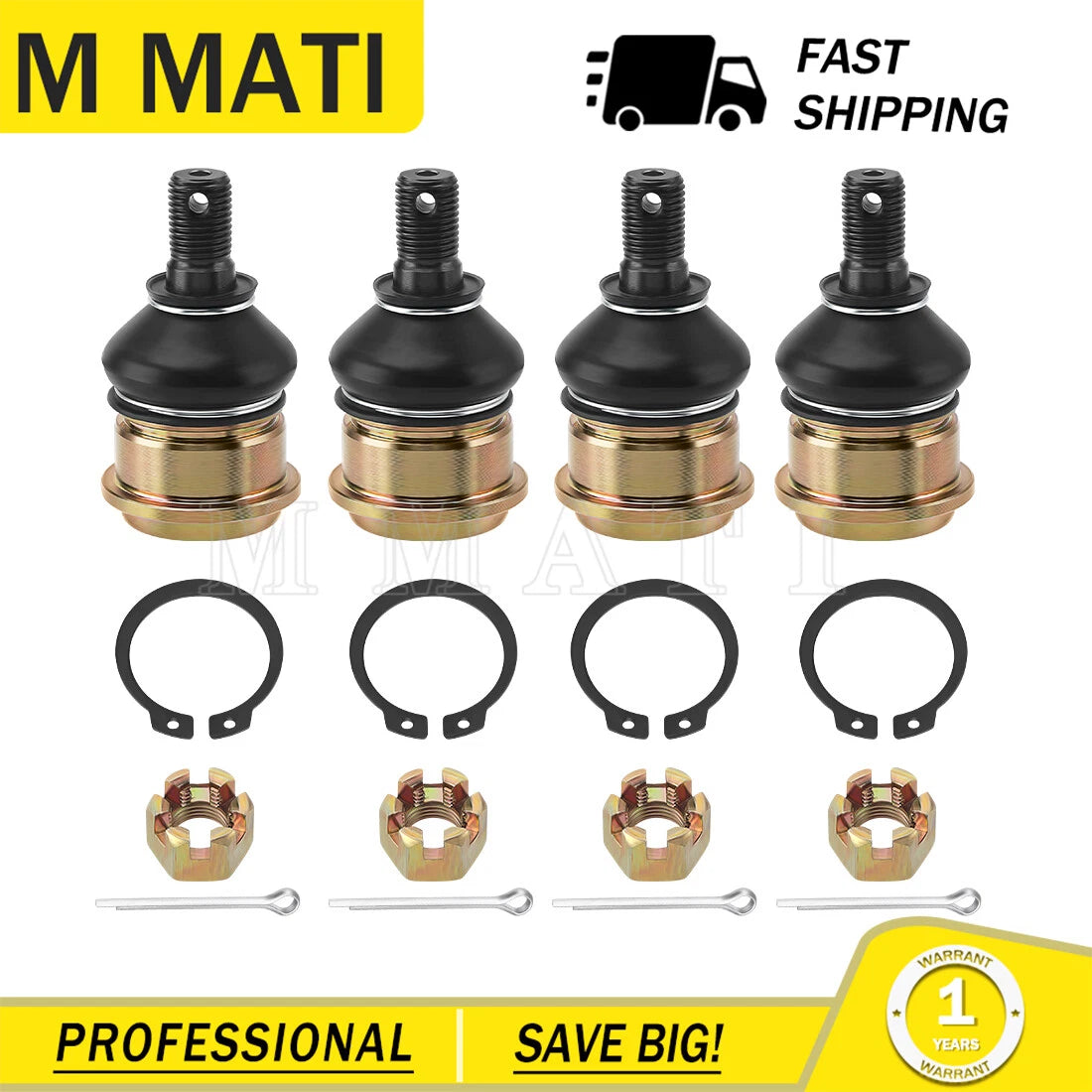 Set of 4 Front Ball Joints for Yamaha Grizzly YFM550 YFM700 (2007–2014) 3B4-23579-01-00 3B4-23579-00-00