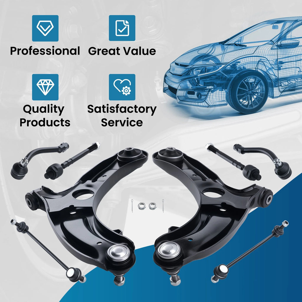 10PCS Suspension Kit Front Struts w/ Control Arms for Hyundai Veloster (2013–2017)
