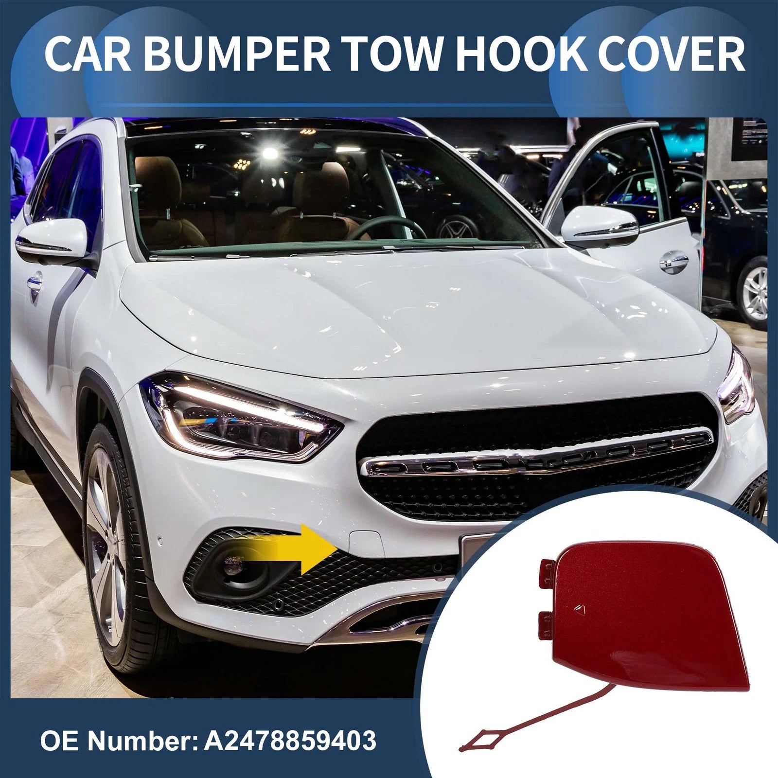 Front Right Bumper Tow Hook Cover for Mercedes-Benz GLA Class (2015–2023) No.A2478859403 Red