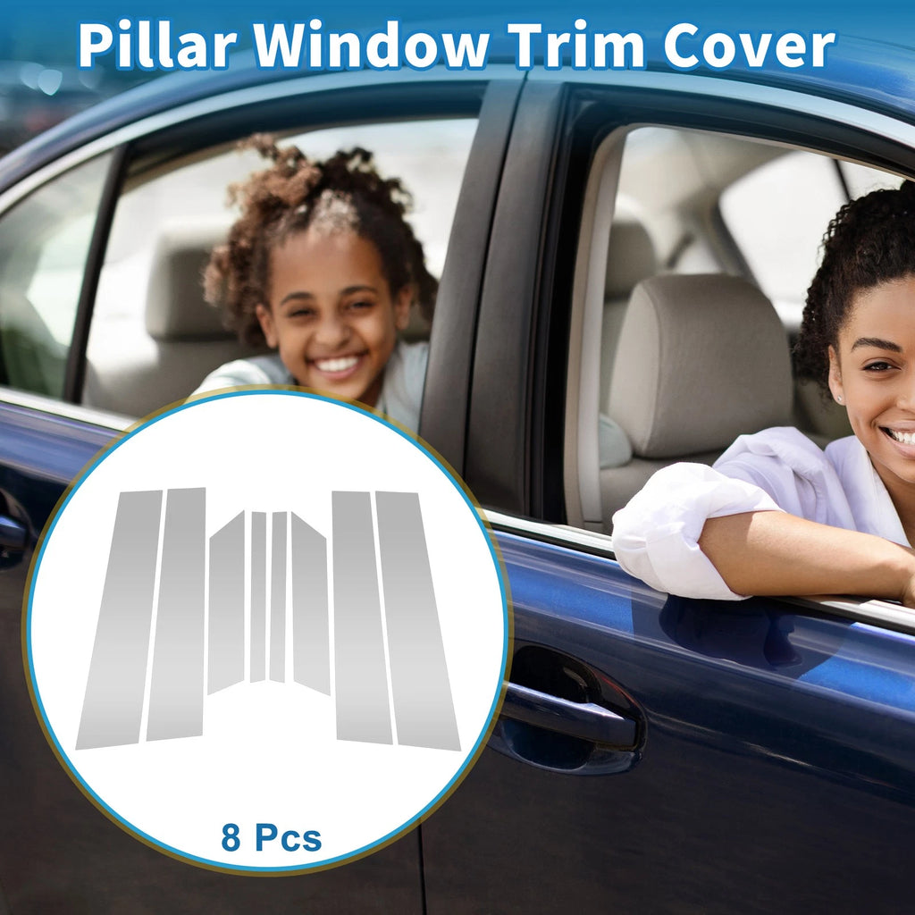 8pcs Door Pillar Window Trim for Ford Territory (2019–2021) Silver Tone