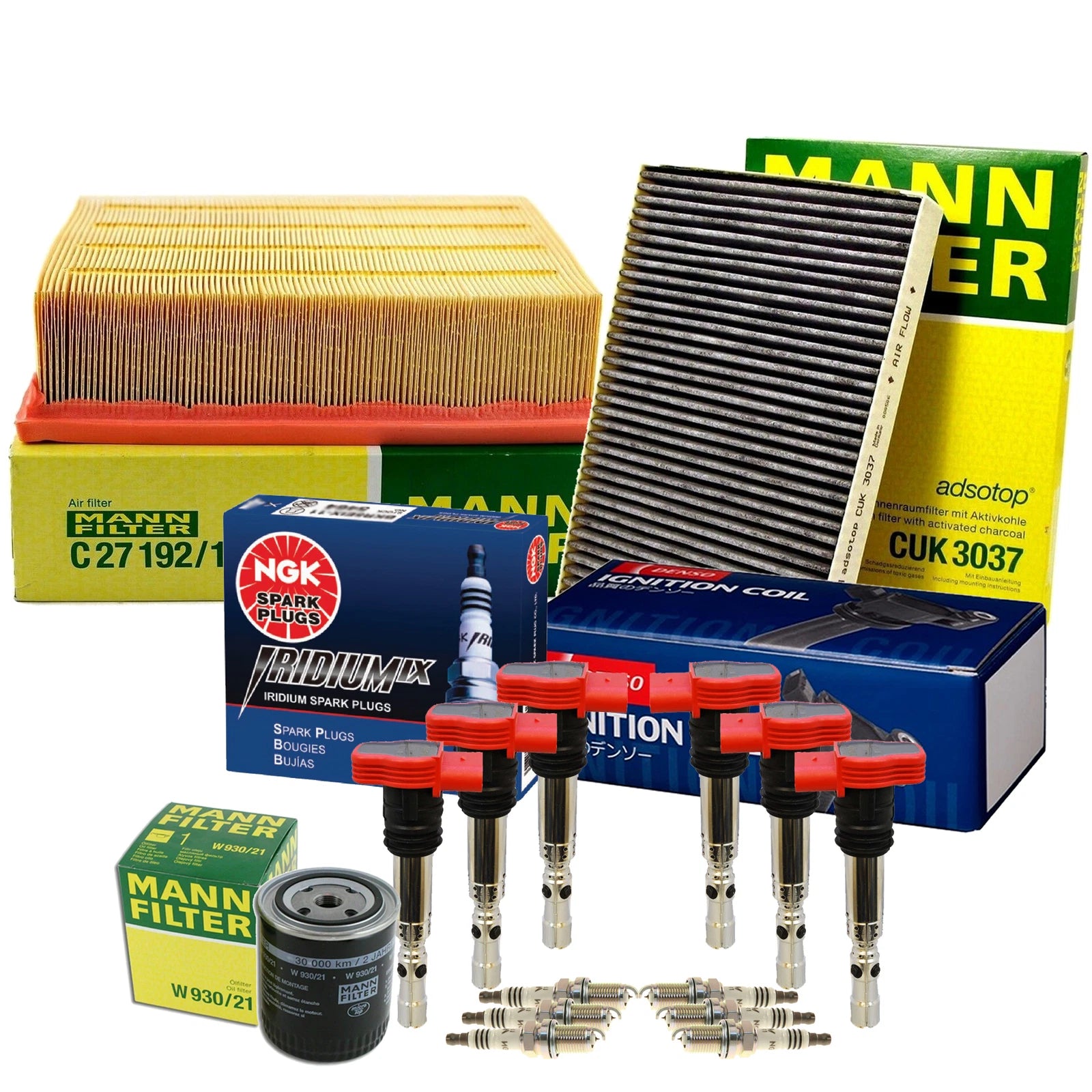 Set of 6 Iridium Spark Plugs for Audi AVK BGN (Denso, NGK)