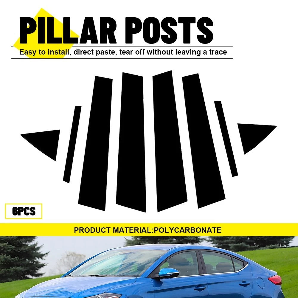 8X B-Pillar Post Door Window Trim Black for Hyundai Avante (2017–2020)