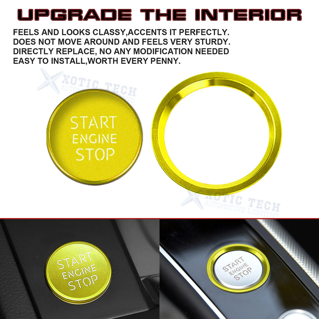 Gold Engine Ignition Switch Button Decor Trim for Audi A4 A5 A6 A7 S4 S5 (2009-2016)