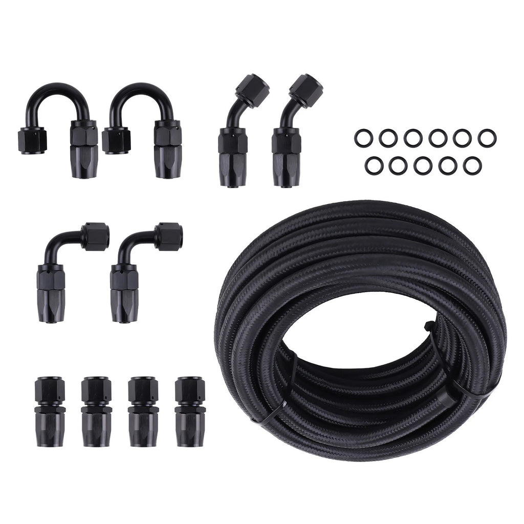 20 Feet AN6 -6AN Stainless Steel Nylon Braided Oil Fuel Hose Line Kit