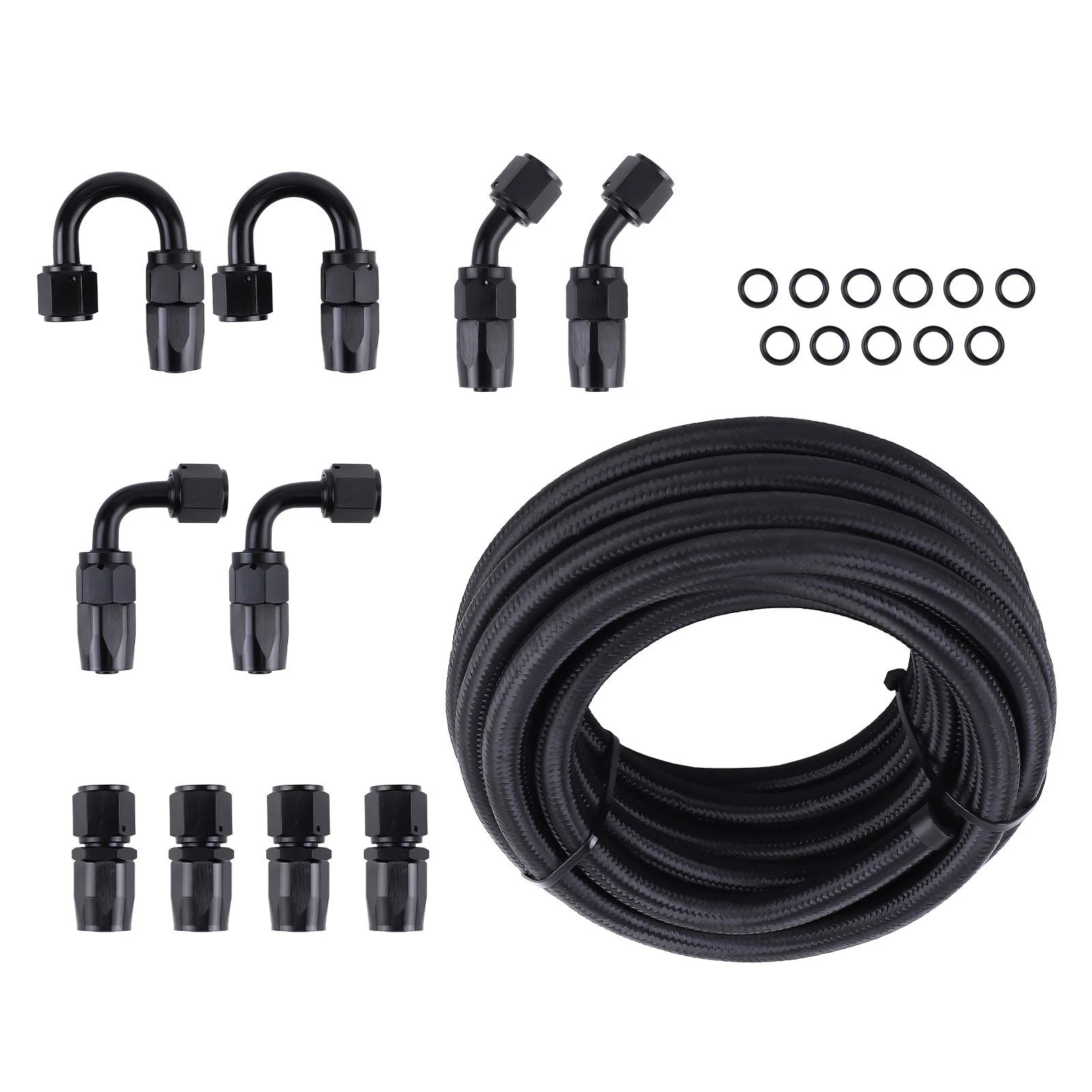 20 Feet AN6 -6AN Stainless Steel Nylon Braided Oil Fuel Hose Line Kit