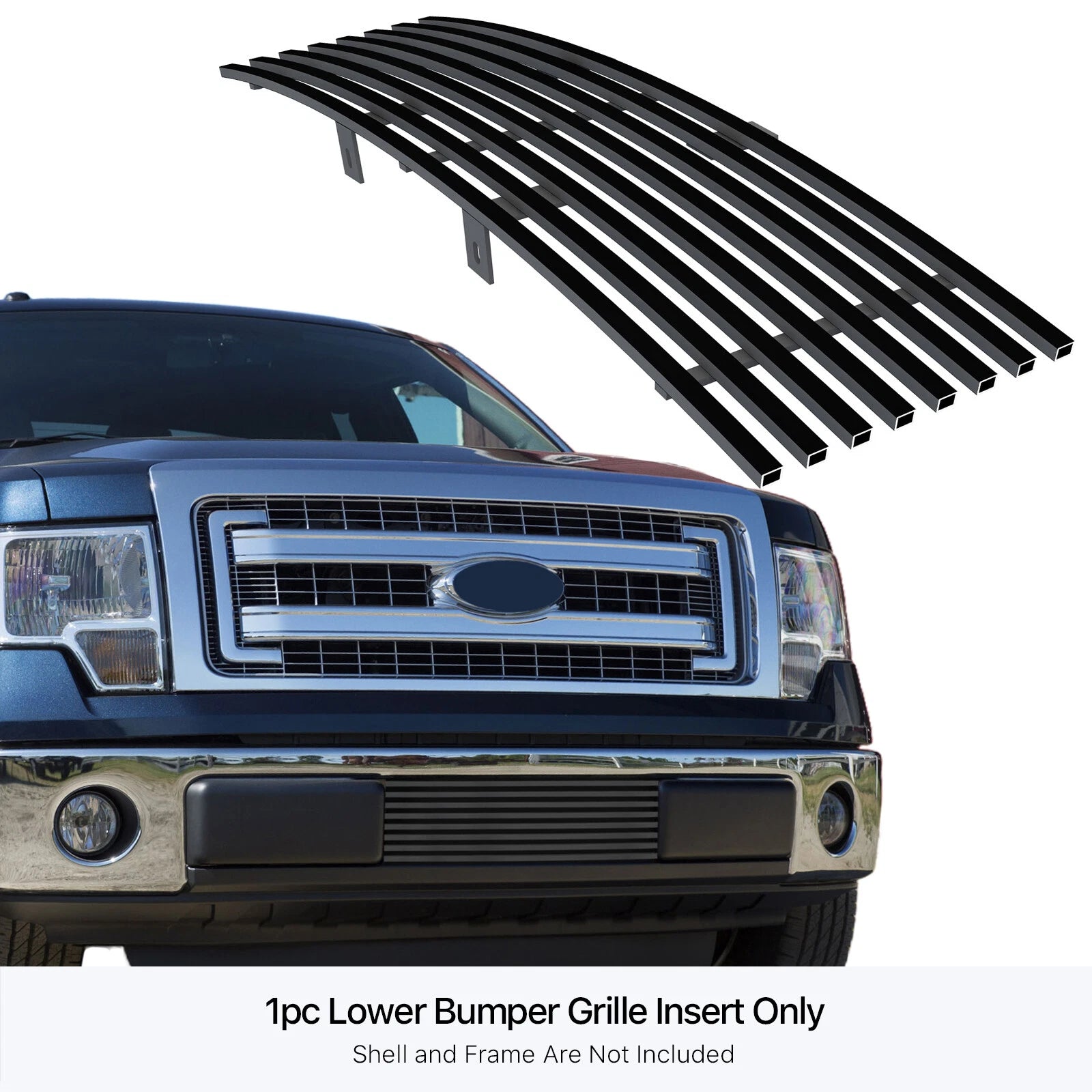 Lower Bumper Grille Insert for Ford F-150 (2009-2014) Black Stainless