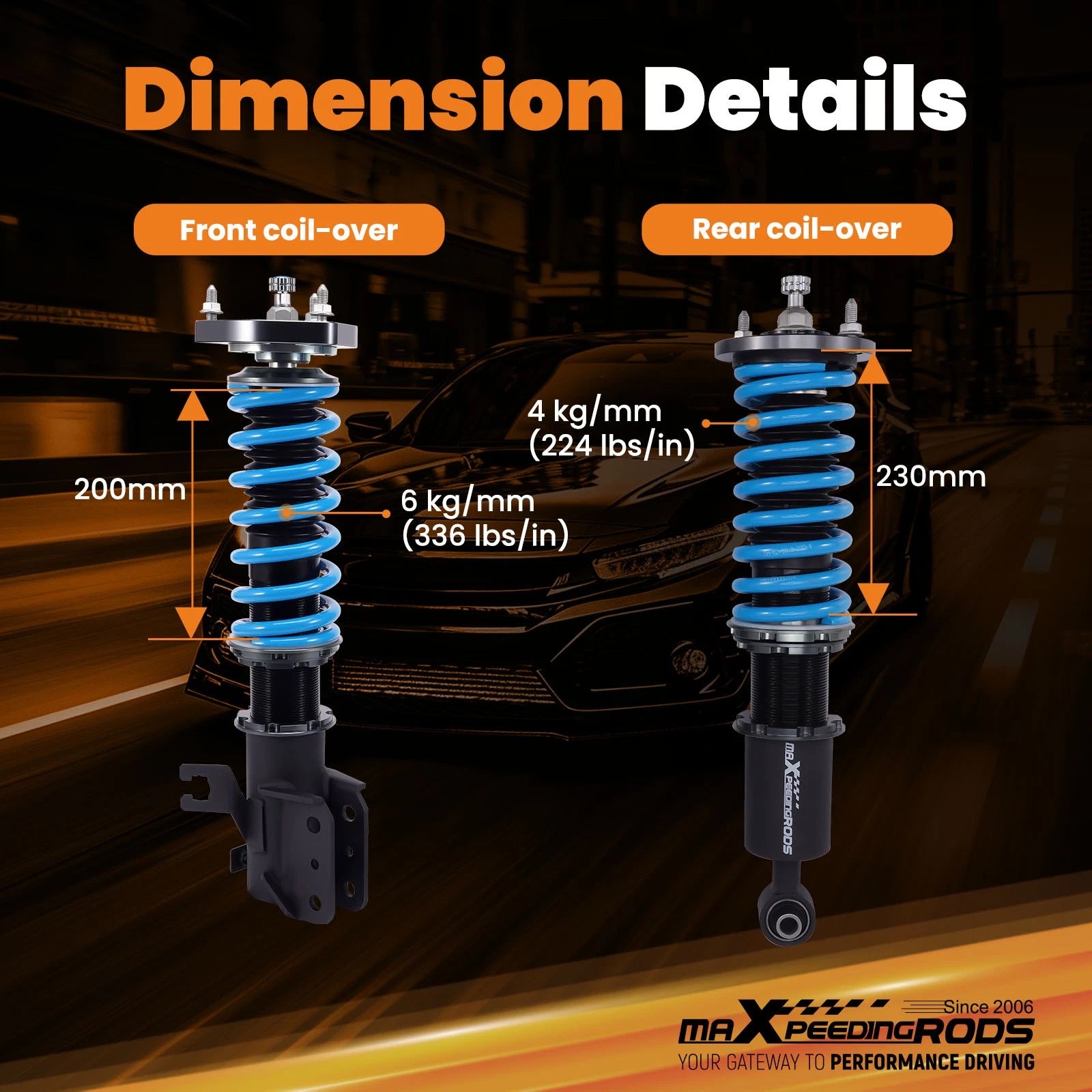 MaXpeedingrods Racing Coilovers Lowering Kit for Nissan Sentra B14 (1995–1999)