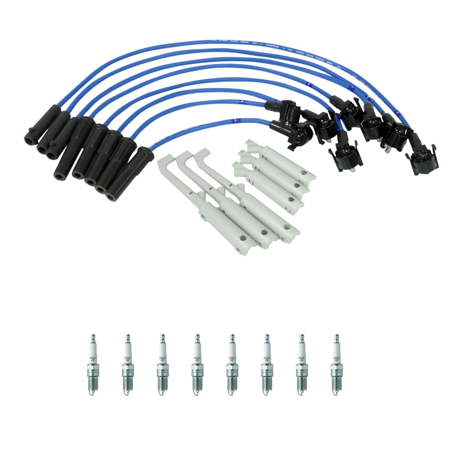 NGK Wire Set & 8 V-Power Spark Plugs for Mazda B2300 Ranger (1998–2009)