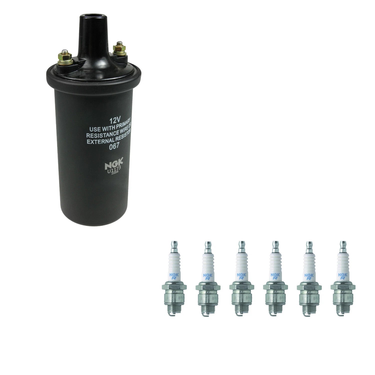 NGK Ignition Coil & 6 Nickel Spark Plugs Kit for C10 C20 Corvette FC150 M300