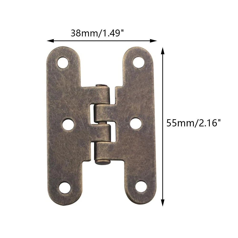 Set of 4 Antique Bronze H-type Hinges for Jewelry Chest Cabinet