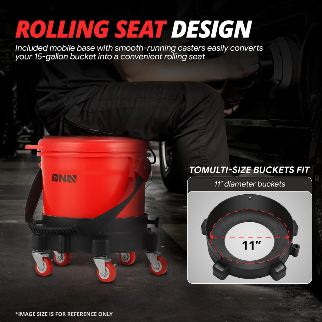 Car Wash Bucket Dolly with Lid and Dirt Trap for Universal Use (15L)