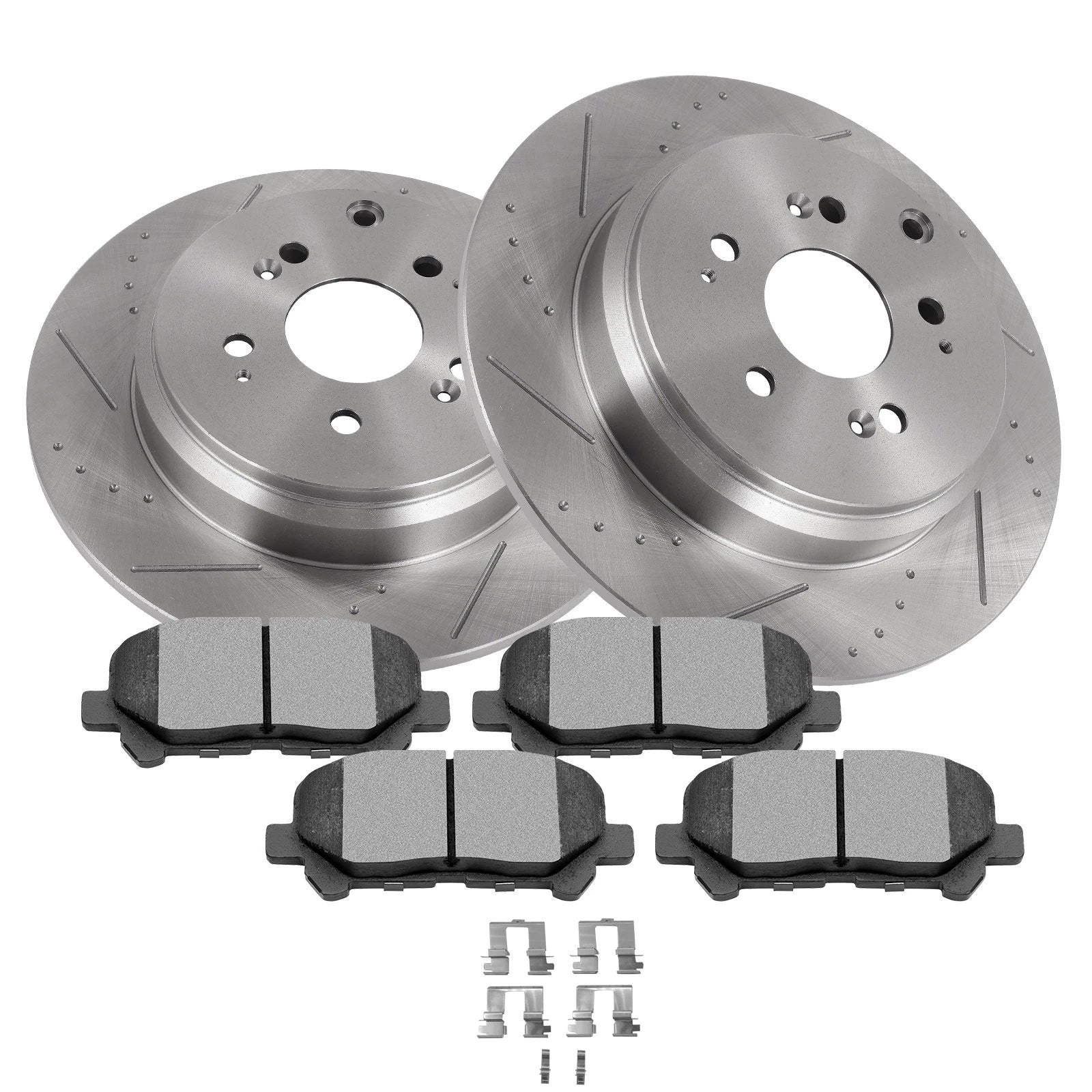 Set of 2 Rear Brake Rotors & Ceramic Brake Pads for Acura MDX (2009–2014)
