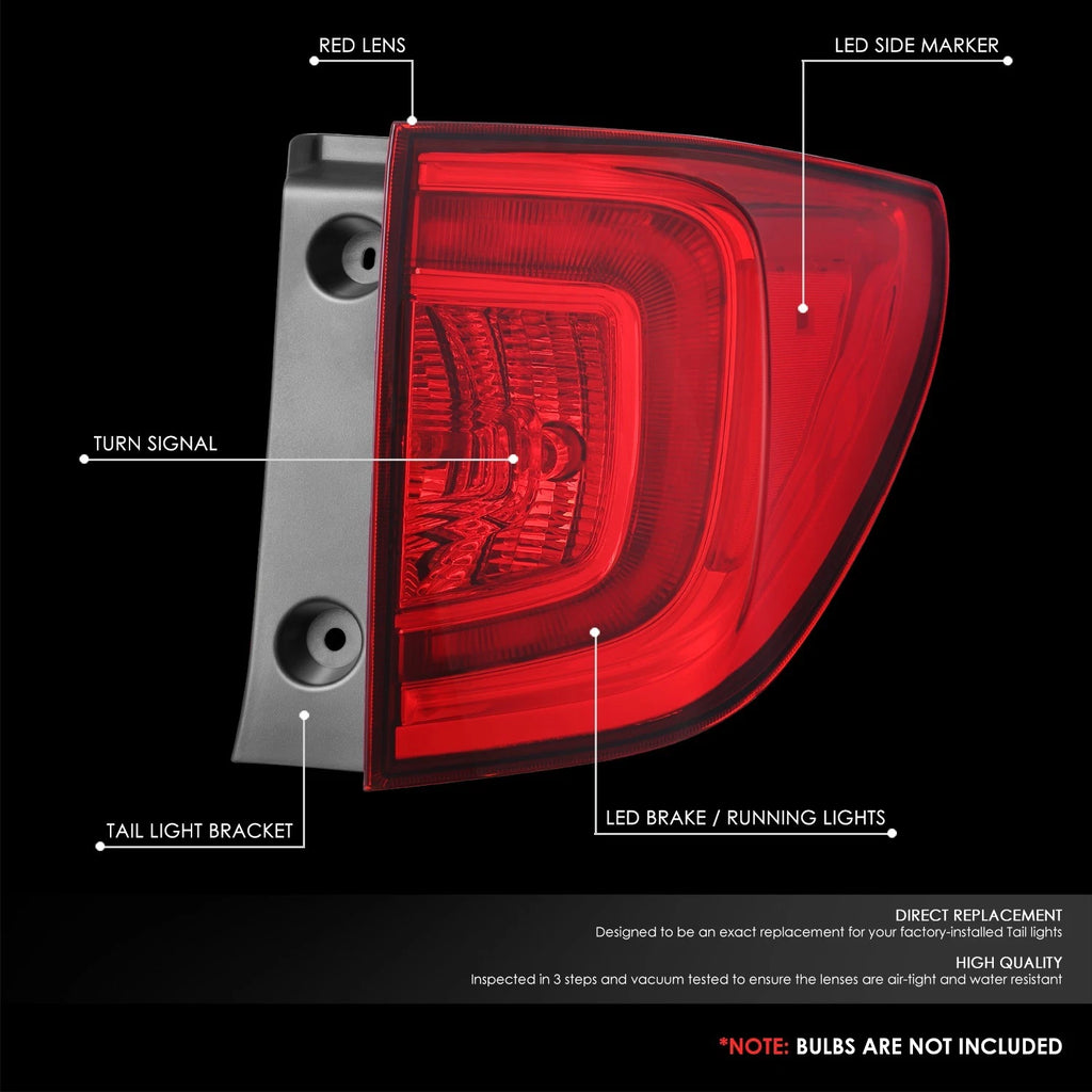 OE Style Chrome Red LED Taillight for Honda Pilot (2016–2018)