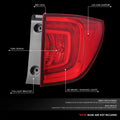 OE Style Chrome Red LED Taillight for Honda Pilot (2016–2018)