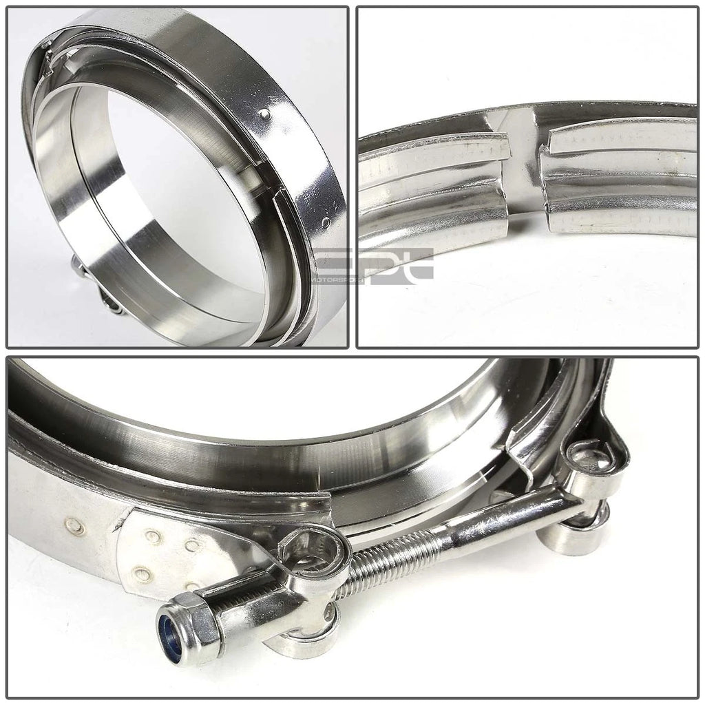 4.5" 10MM Stainless V-Band Bolt Clamp & Flange for Turbo Down-Pipe (N/A)
