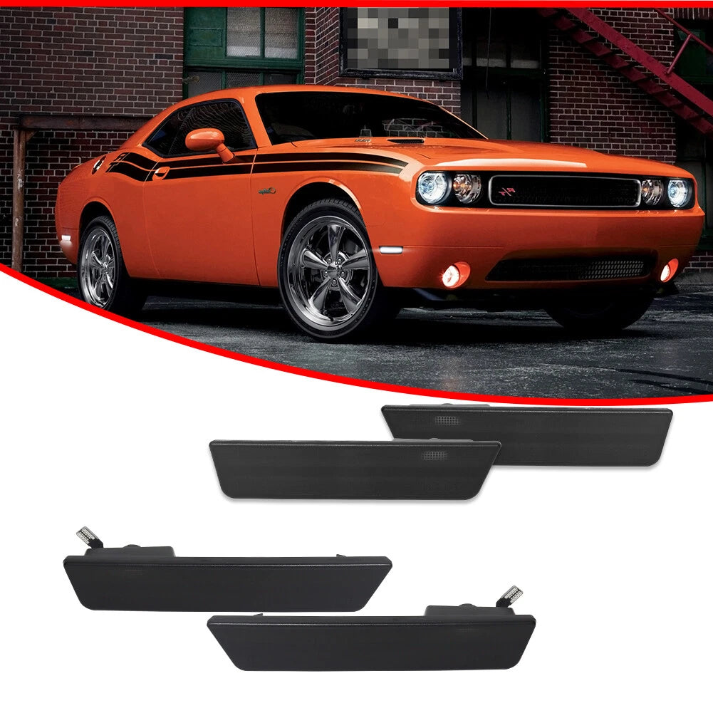 Set of 4 Smoke Front Rear Side Marker Lights for Dodge Challenger (2008–2014)
