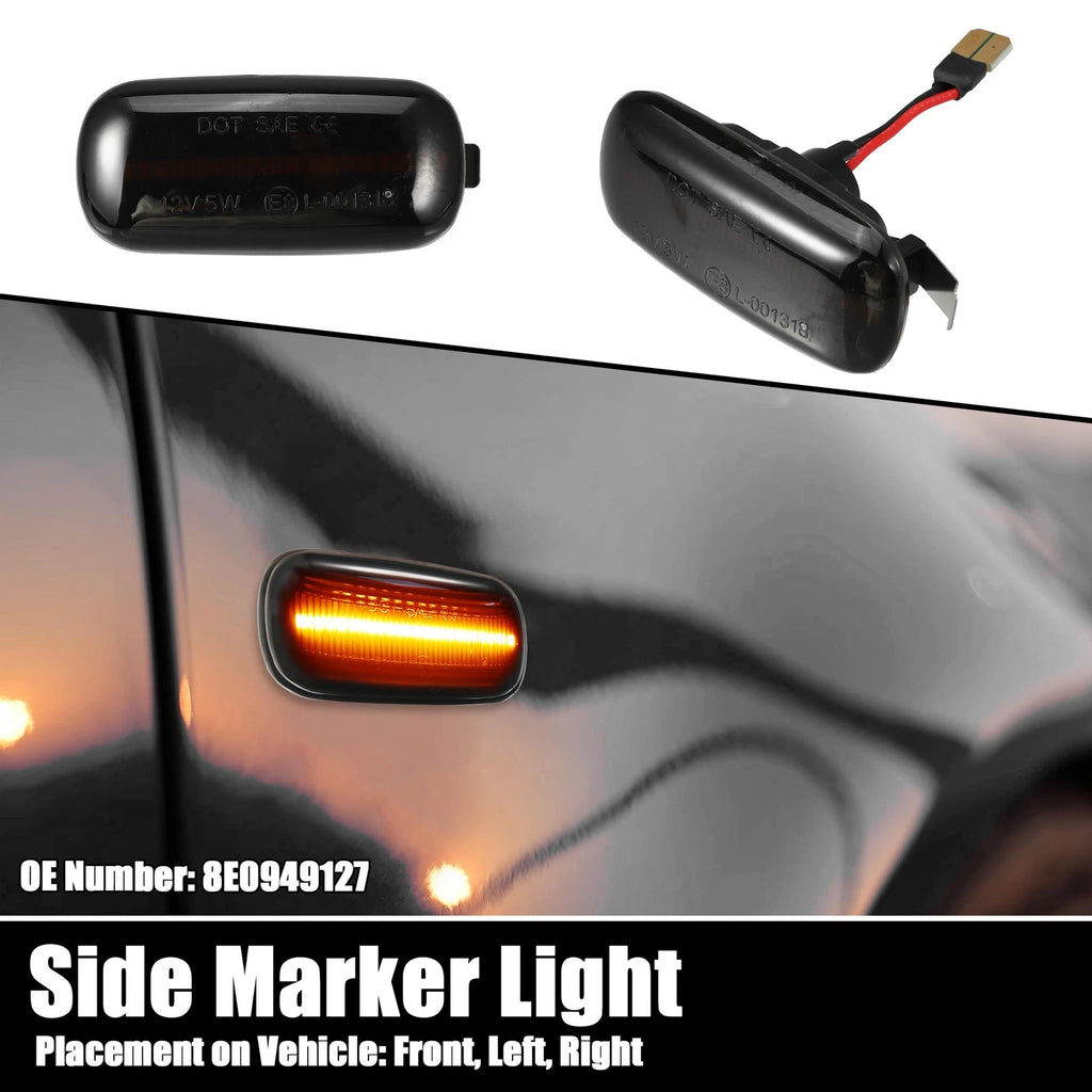2X LED Side Marker Lights 8E0949127 for Audi A4 S4 RS4 B6 B7 B8 Black