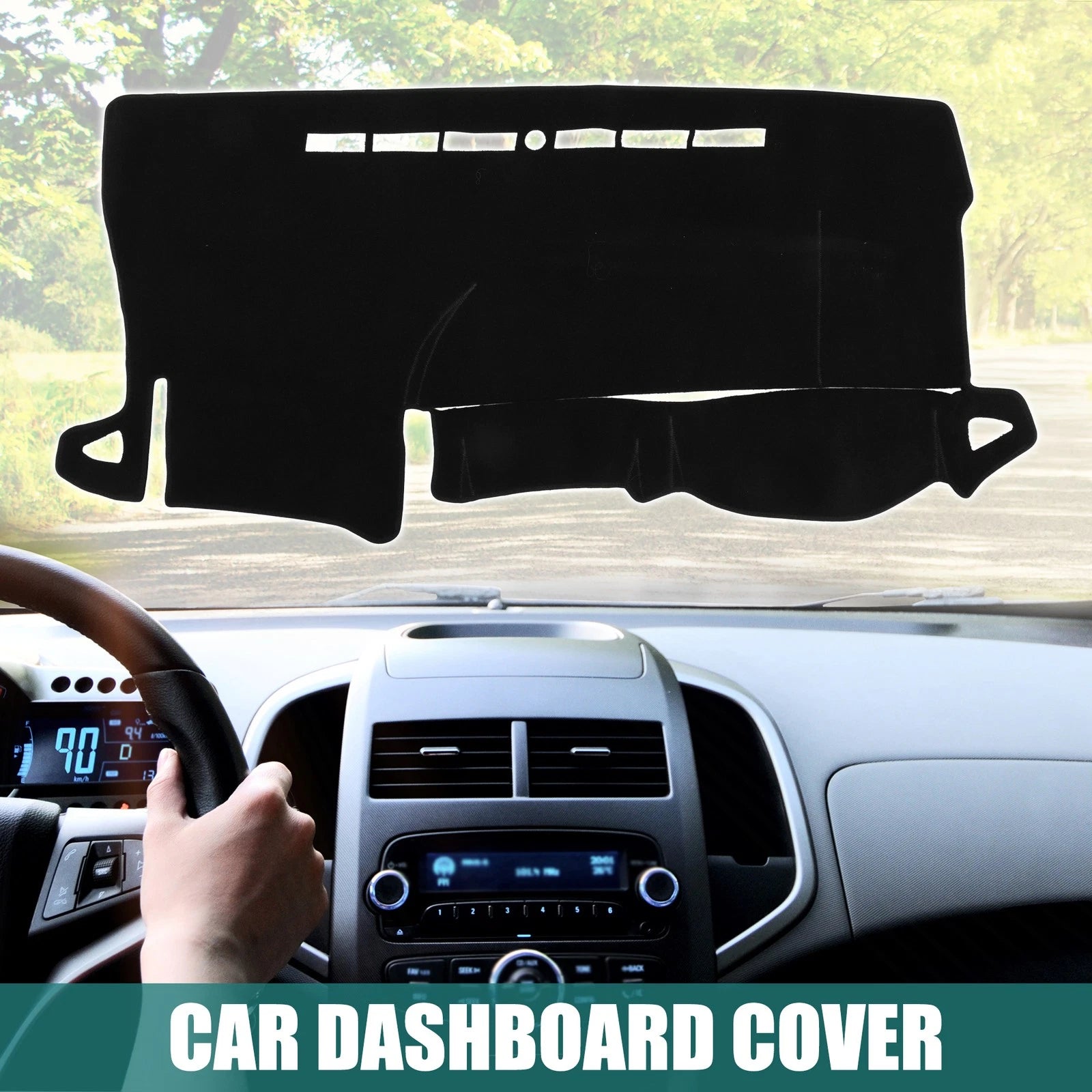 Dashboard Cover Mat for Toyota Voxy (2014–2023) - Black Polyester