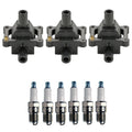 Set of 3 Ignition Coils & 6 U-Groove Spark Plugs for Mercedes W124 300E (1993)