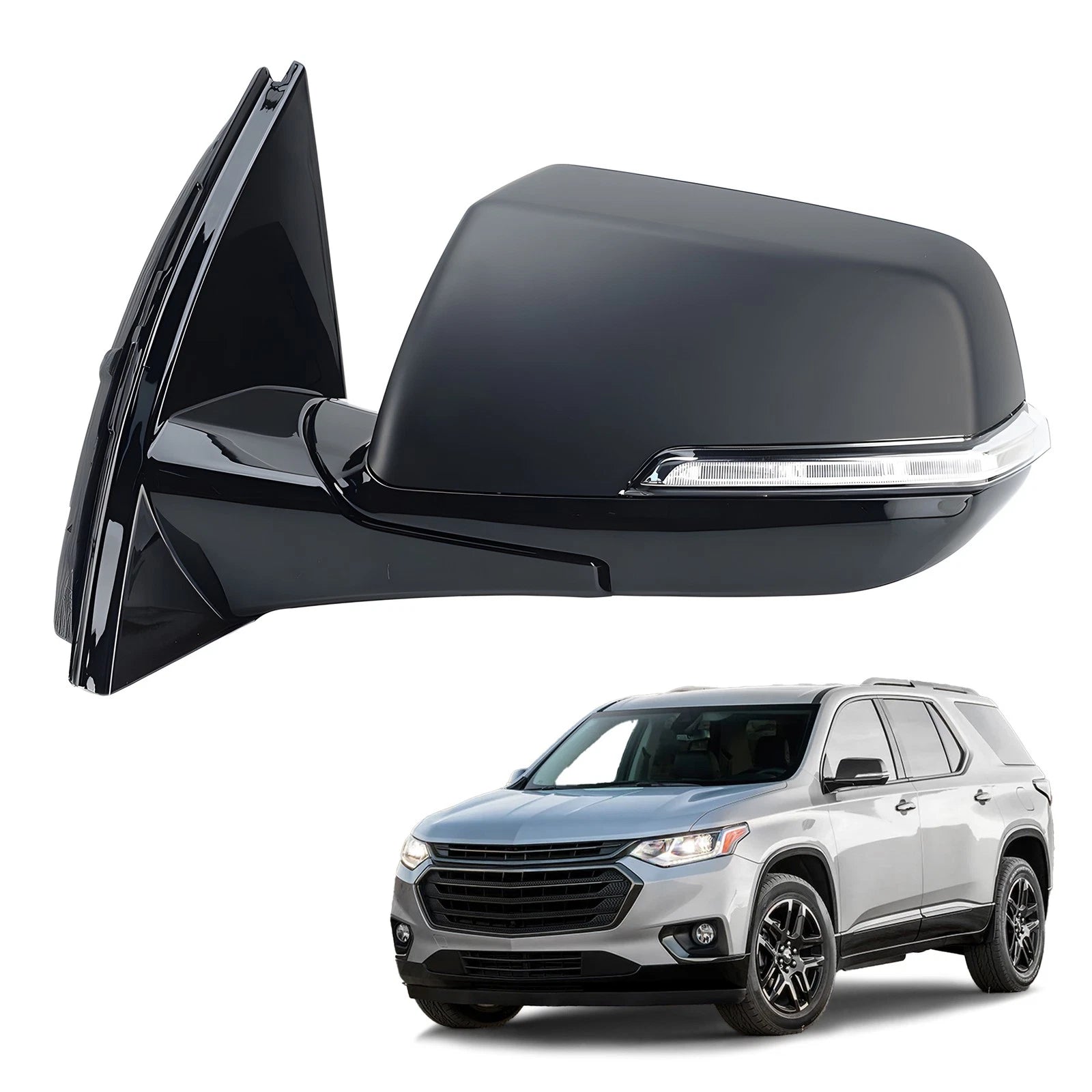 Side Mirror for Chevrolet Traverse (2018–2019) with Turn Signal, Left Driver, 7 Pins