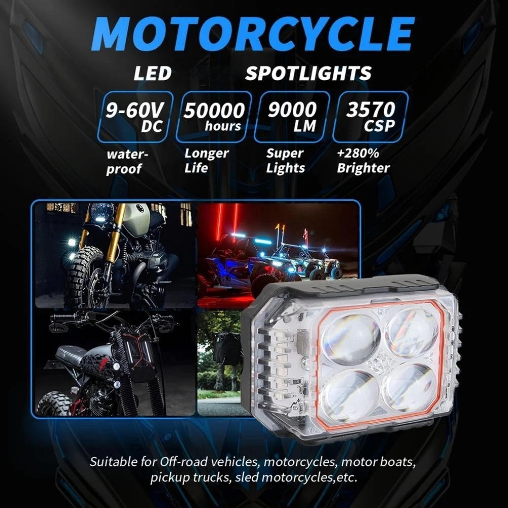 LED Fog Light for Motorcycle (Dual Mode, 27W, IP65 Rated)