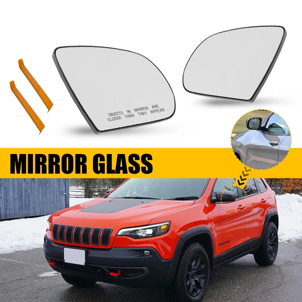 2X Driver Passenger Side Mirror Glass Non-Heated for Jeep Cherokee (2014–2023)
