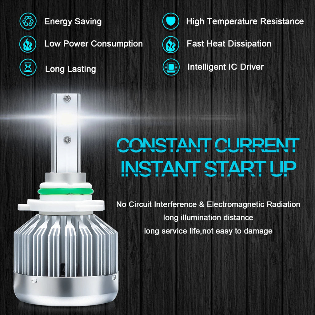 2PC H10 COB LED Fog Light Bulbs for 9145 9140 (12V 6000K White) (Replace)