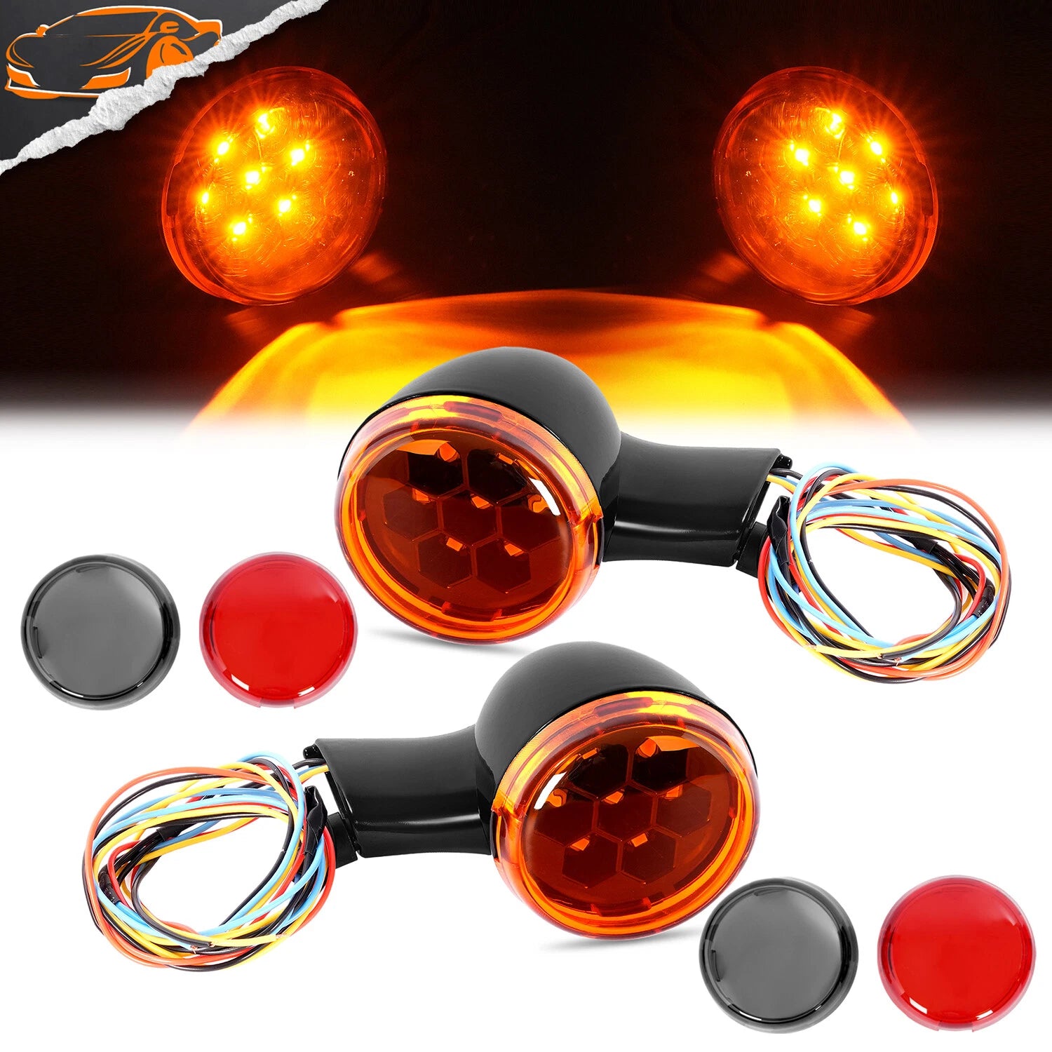 2X LED Rear Turn Signal Lights for Harley Road King (1994–2024)