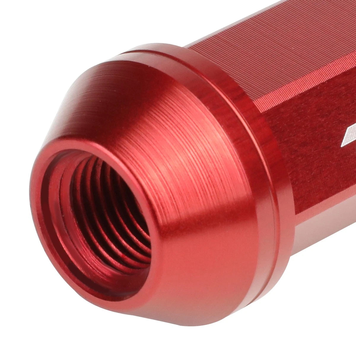 Set of 20 J2 7075 Forged Aluminum M12x1.25 Close-End Lug Nuts w/Adapter Red for