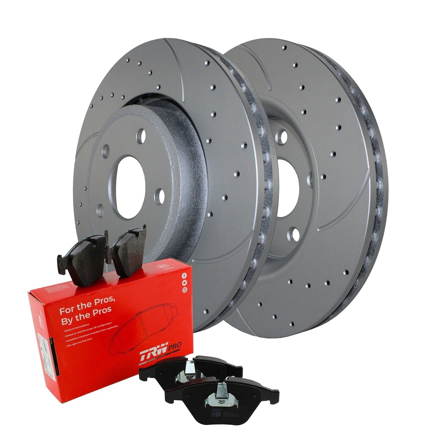 Front Brake Kit with Drilled 350mm Rotors & TRW Pro Ceramic Pads for Dodge Jeep