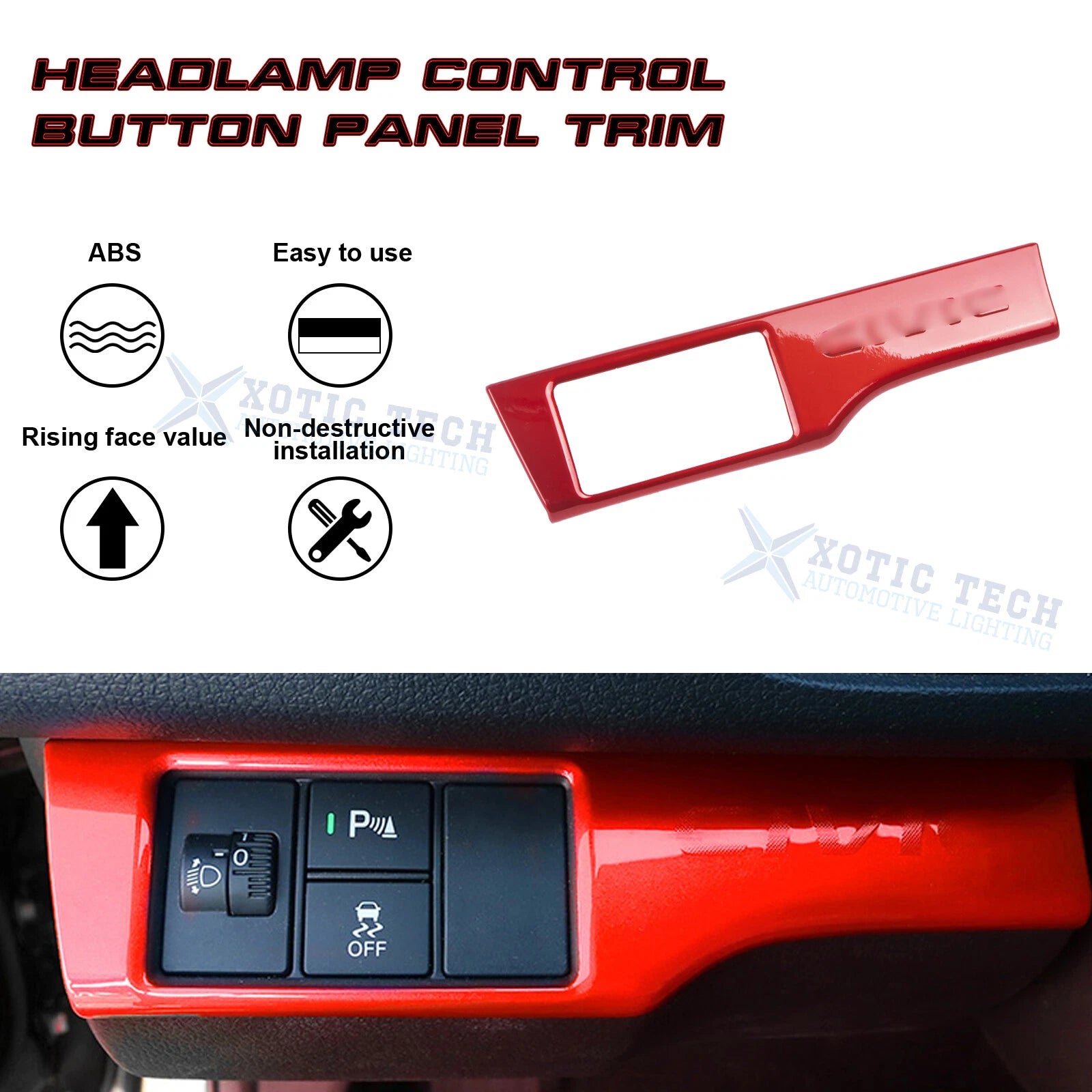 Headlight Switch Button Frame Cover for Honda Civic (2016-2021)