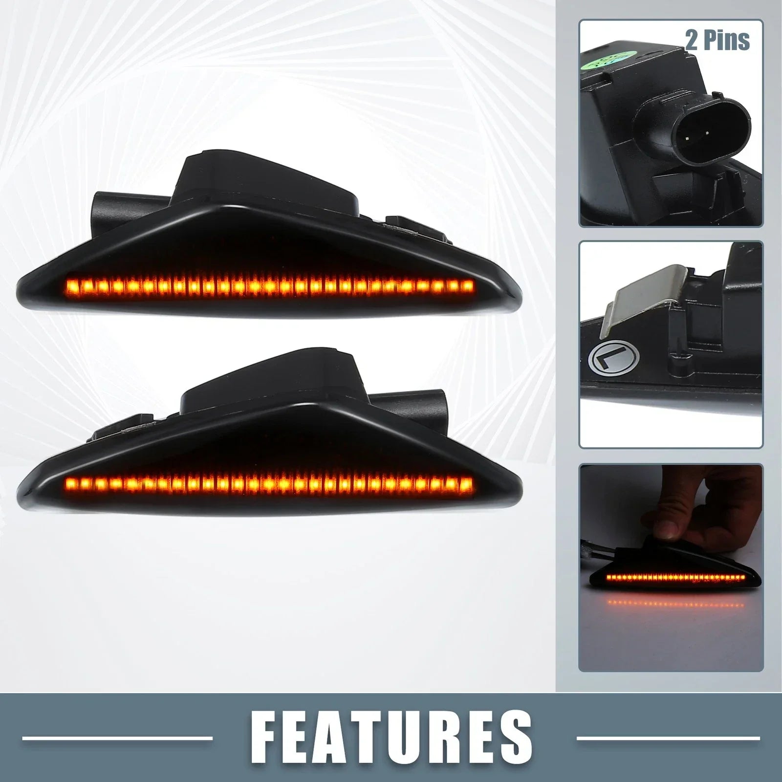 1 Pair LED Side Marker Amber Light for BMW X3 Black Lens (2011 - 2014)