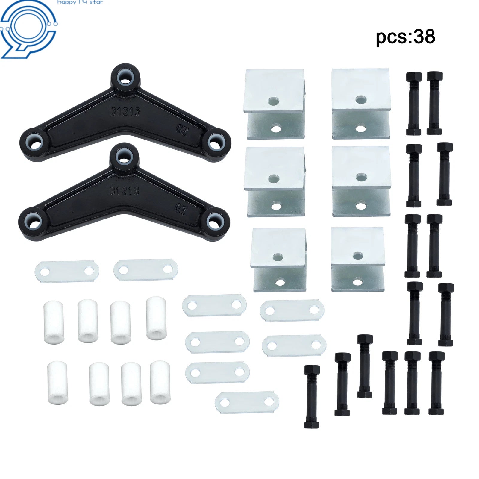 Set of 2 Double Eye Leaf Spring Hangers for Tandem Axle Trailer