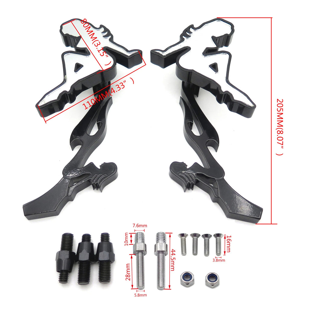 Custom Black Mirrors for Honda CBR 600RR, 900RR, Yamaha R6, Suzuki GSXR 600