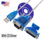 USB 2.0 to RS232 COM Port 9 Pin Serial DB25 DB9 Adapter Cable Converter
