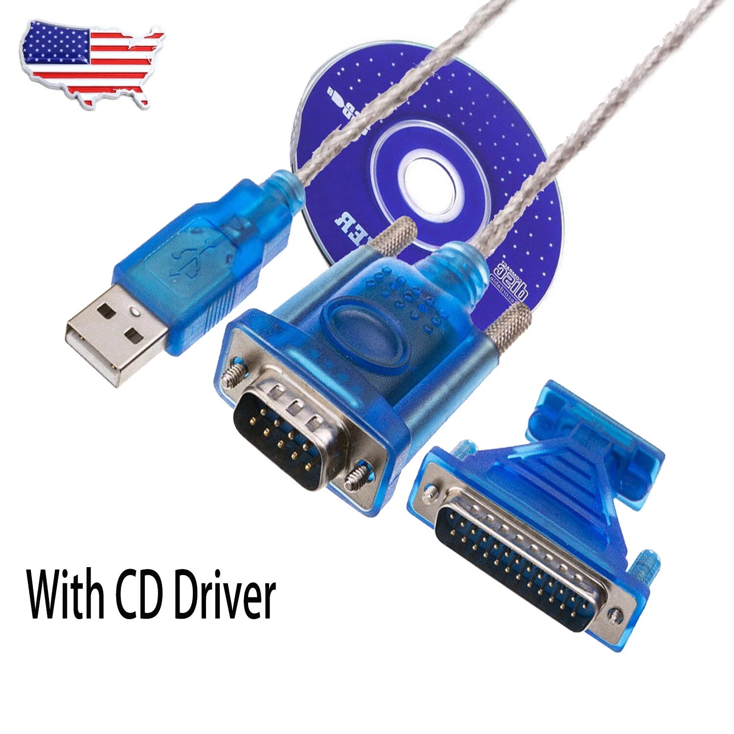 USB 2.0 to RS232 COM Port 9 Pin Serial DB25 DB9 Adapter Cable Converter