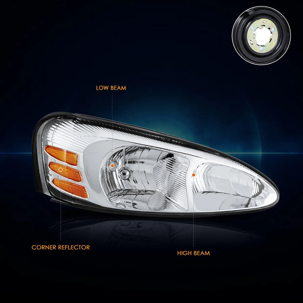 OE Style Chrome Housing Amber Corner Headlight for Pontiac Grand Prix (2004–2008)