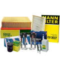 Set of 4 Mann Filters & 4 NGK IridiumIX Spark Plugs for Audi A4 (FWD)