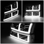 Pair of F-Pattern LED DRL Headlights for Silverado 1500 2500 3500 (2003–2007)