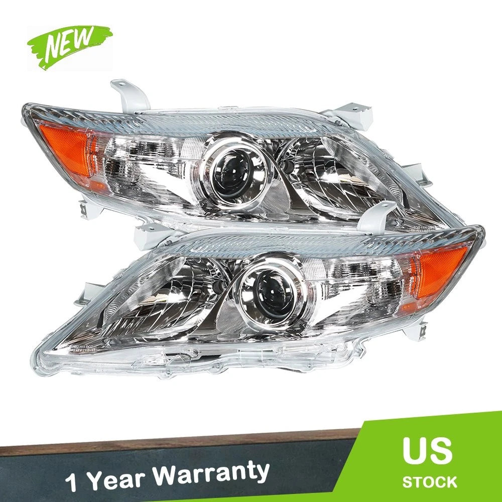 Headlight Replacement LH+RH for Toyota Camry Hybrid (2010–2011) Chrome Halogen
